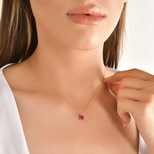 0.98 kt. Diamant-Rubin-Halskette